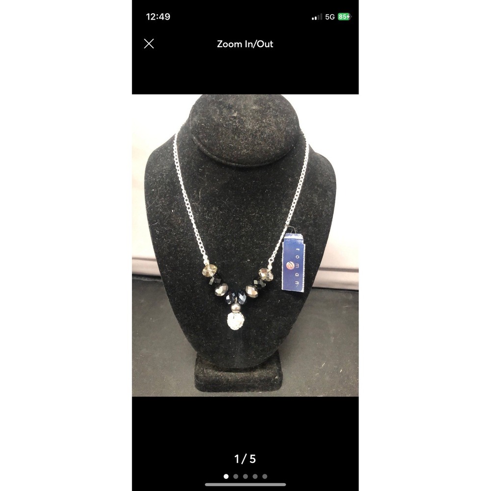 NWT Roman Silver Chain Necklace with Pendant and Beads